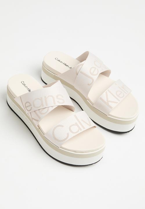 Calvin Klein - Flatform sandal webbing - ancient white