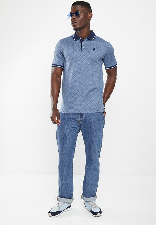 Pringle of Scotland - Pringle ostin mercerised golfer - mid blue