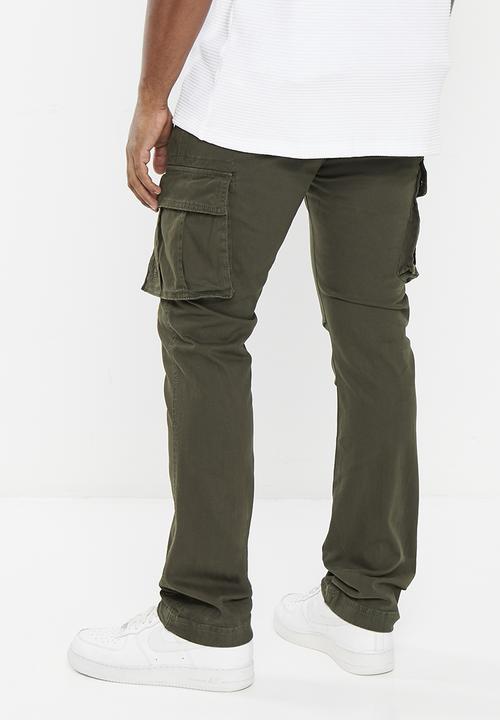 Aca Joe - Mens aca joe pigment dyed canvas cargo pants - rifle green