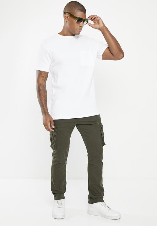 Aca Joe - Mens aca joe pigment dyed canvas cargo pants - rifle green