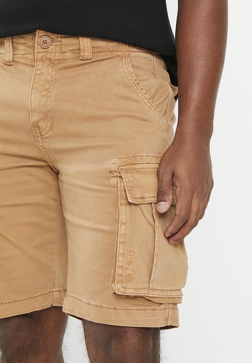 Aca Joe - Mens aca joe pigment dyed canvas cargo short - sand