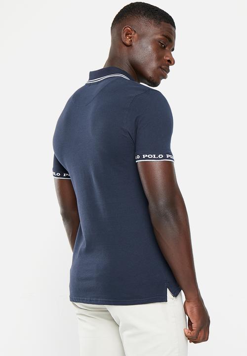 POLO - Mens plain logo short sleeve golfer - navy