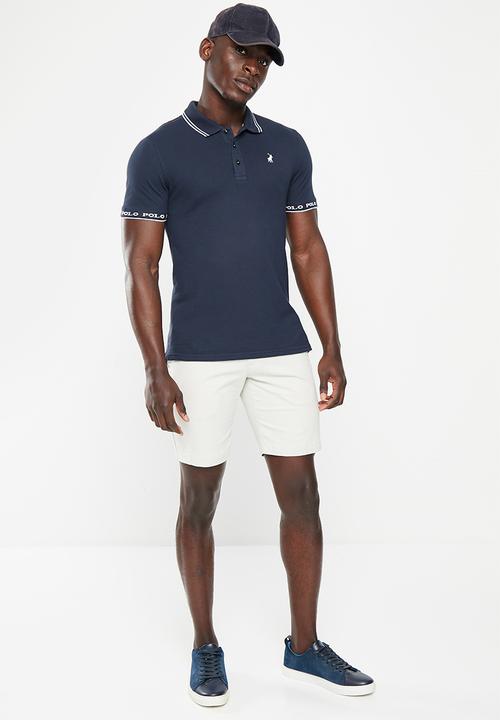 POLO - Mens plain logo short sleeve golfer - navy