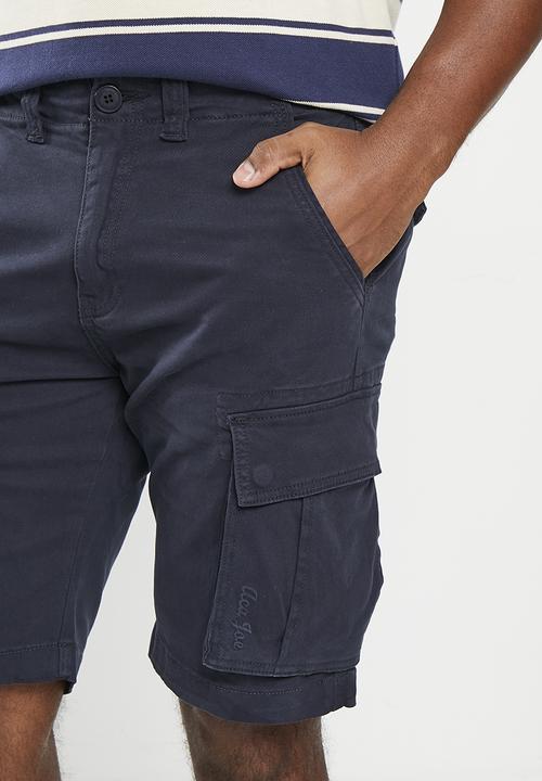 Aca Joe - Mens aca joe pigment dyed canvas cargo short - Ink