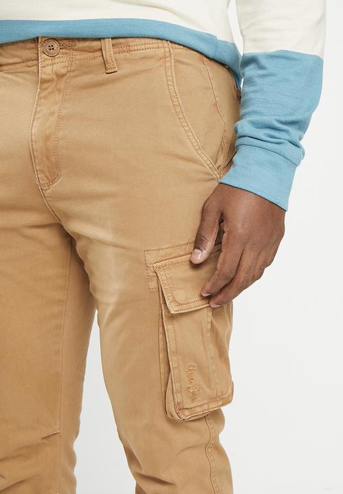 Aca Joe - Mens aca joe pigment dyed canvas cargo pants - sand
