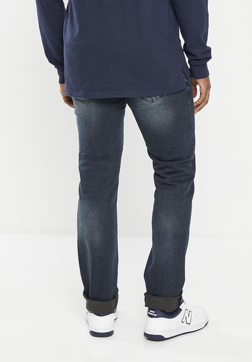 Aca Joe - Mens aca joe stretch denim straight leg jeans - blue black wash