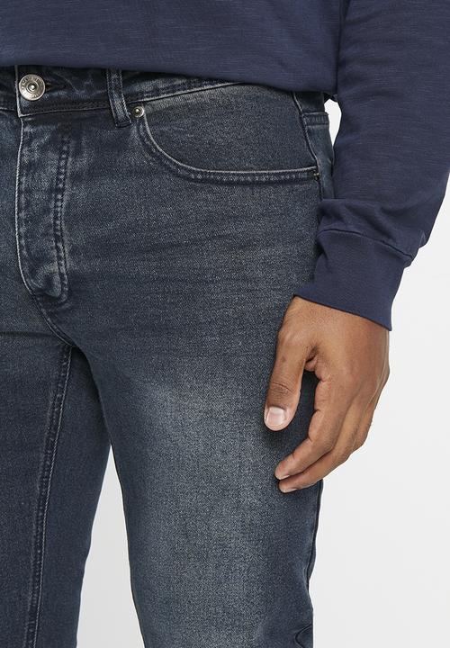 Aca Joe - Mens aca joe stretch denim straight leg jeans - blue black wash