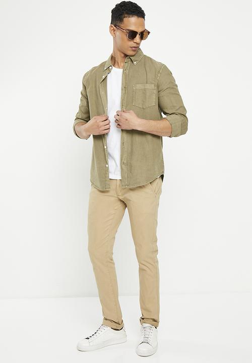 Aca Joe - Mens aca joe flat front chino pants - stone