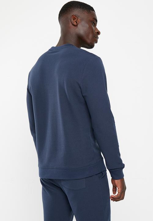 POLO - Men sport long sleeve pique sweat top - navy