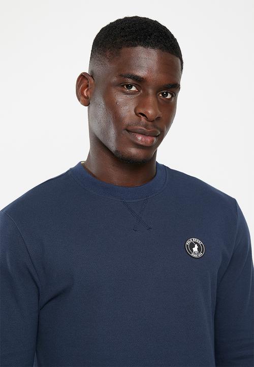 POLO - Men sport long sleeve pique sweat top - navy