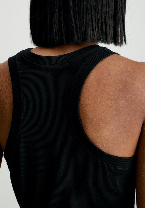 Calvin Klein - Archival monologo rib tank dress - ck black