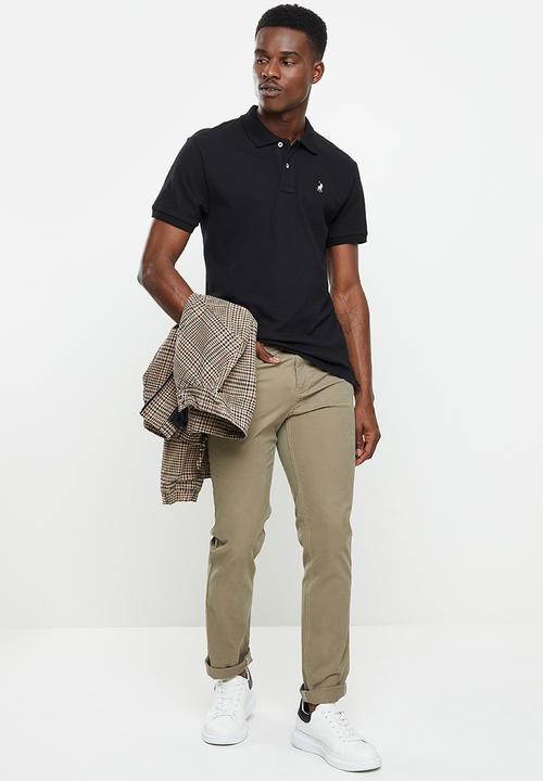POLO - Mens stretch pique short sleeve golfer - black