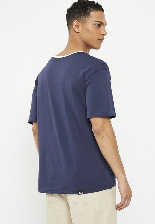 Lee  - Fits em all box print t - navy