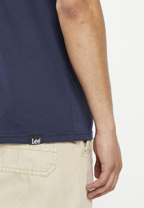 Lee  - Fits em all box print t - navy