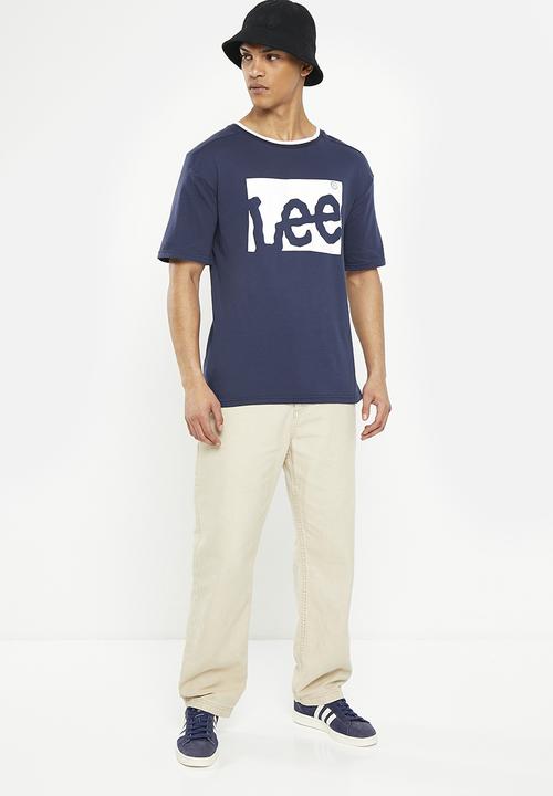 Lee  - Fits em all box print t - navy