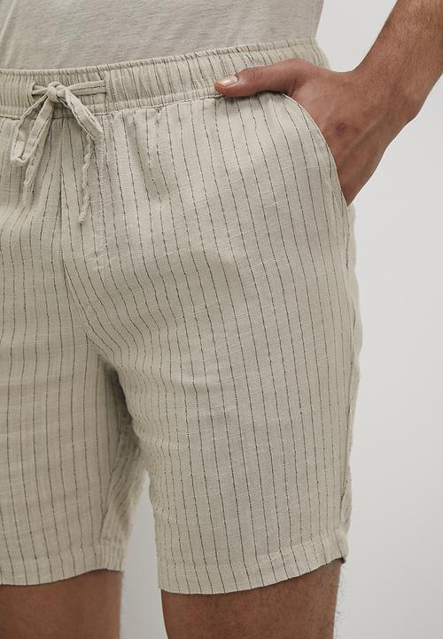 Superbalist - Reuben Fashion striped linen walk shorts - stone