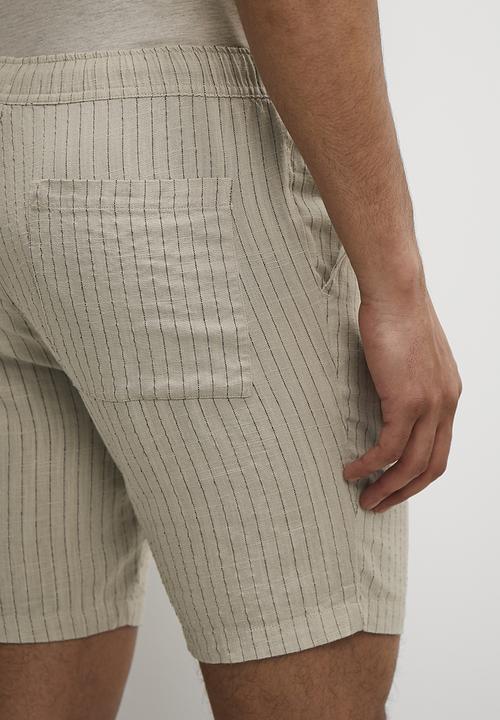 Superbalist - Reuben Fashion striped linen walk shorts - stone