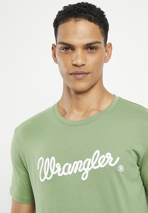 Wrangler - Textured classic logo tee - green