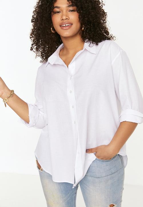 Trendyol - Plus regular shirt - white