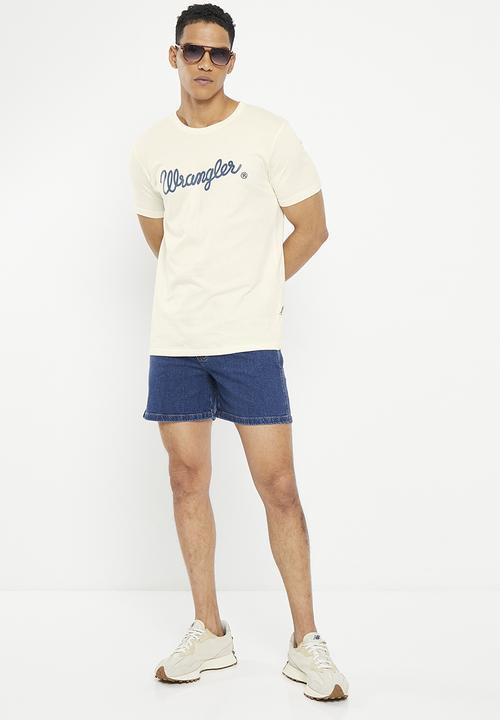 Wrangler - Textured classic logo tee - ecru