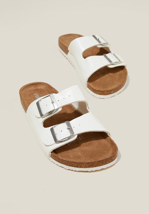 Cotton On - Rex double buckle slide - white texture