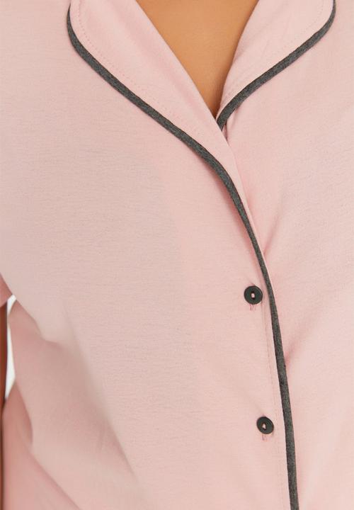 Trendyol - Plus knit pyjama set - pink