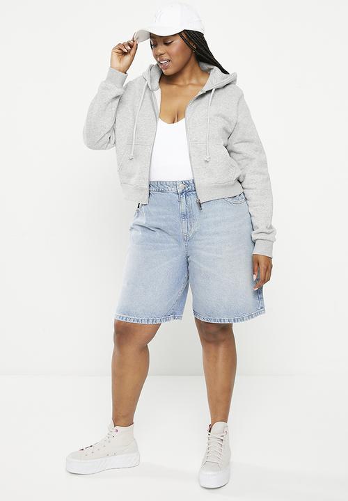 Cotton On - Plus classic cropped fitted zip through - grey marle