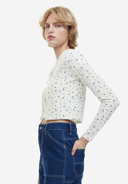 H&M - Tie-front cardigan - white floral