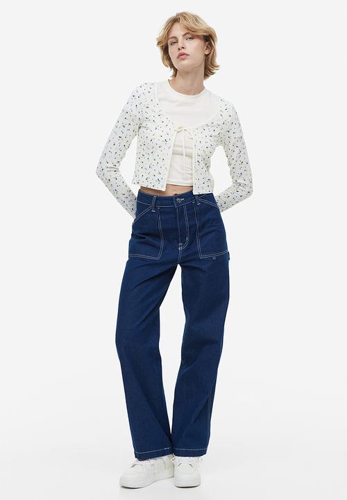 H&M - Tie-front cardigan - white floral