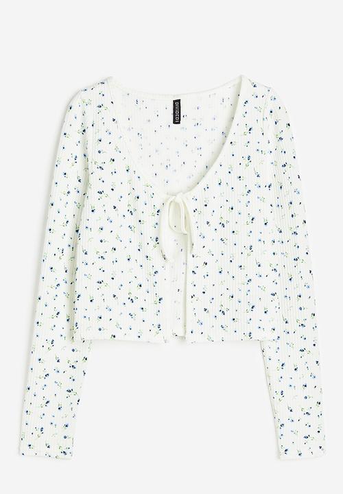 H&M - Tie-front cardigan - white floral