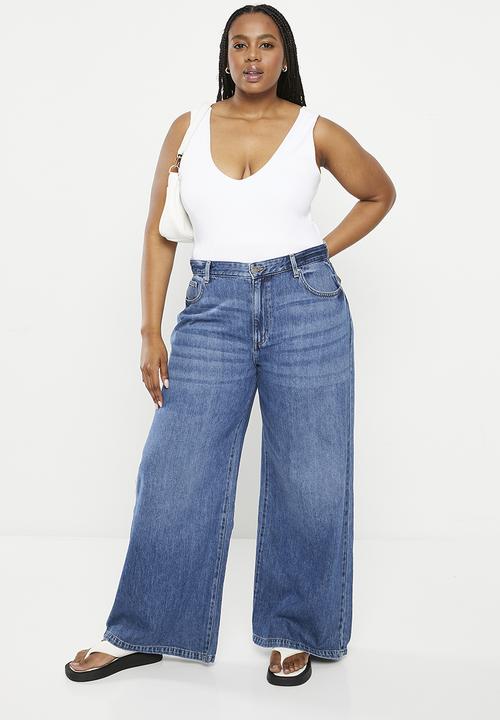 Cotton On - Plus super wide leg jean - shore blue