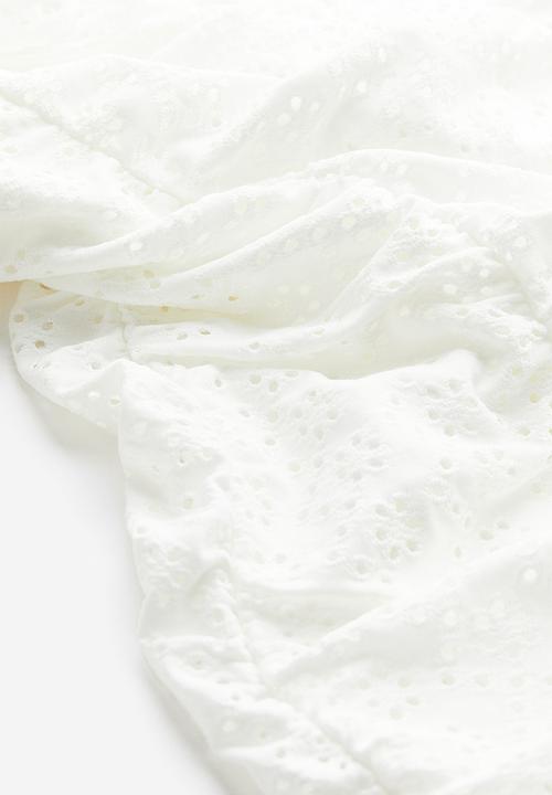 H&M - Gathered broderie anglaise dress - white
