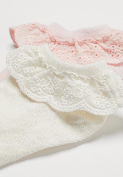 H&M - 2-pack trainer socks - white & pink