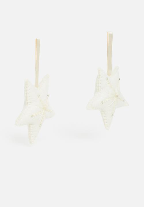 Skaapie - Snowy star bauble set of 2 - white
