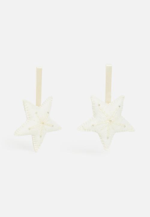 Skaapie - Snowy star bauble set of 2 - white