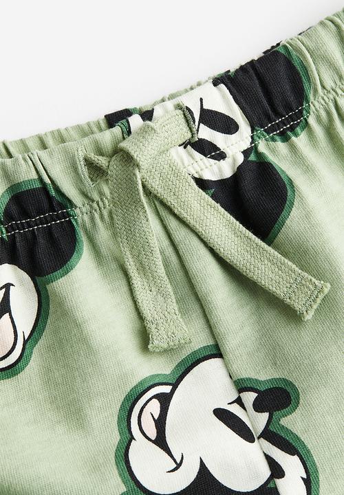 H&M - 2-piece patterned set - light green mickey mouse 