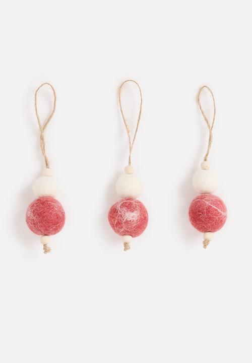 Skaapie - Noelle baubles set of 3 - natural & red