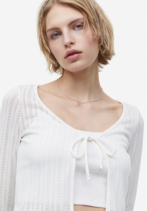 H&M - Tie-front cardigan - cream 