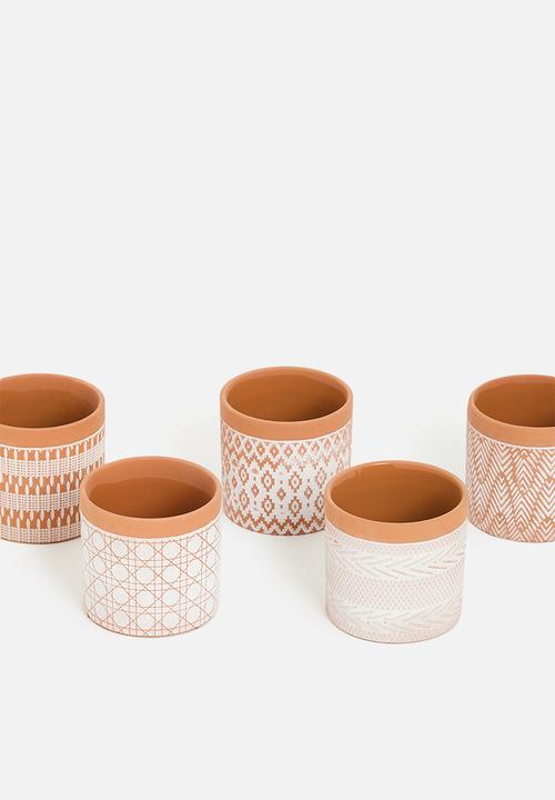H&S - Embo flower pot set - terracotta 