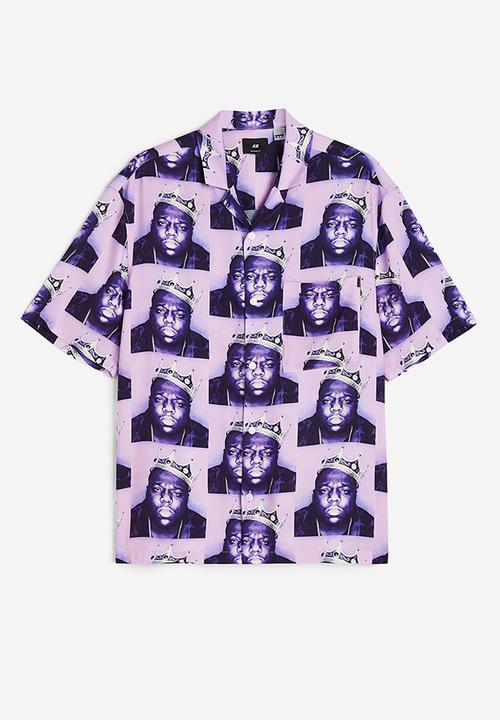 H&M - Relaxed fit patterned resort shirt - purple the notorious b.i.g.
