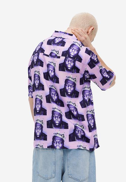 H&M - Relaxed fit patterned resort shirt - purple the notorious b.i.g.