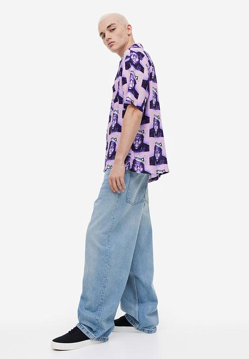 H&M - Relaxed fit patterned resort shirt - purple the notorious b.i.g.