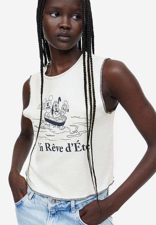H&M - Printed vest top - white mickey mouse 