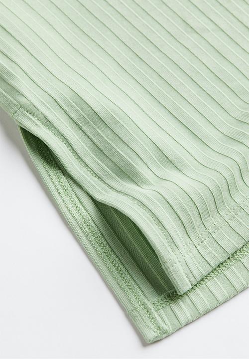 H&M - Ribbed t-shirt - light green 