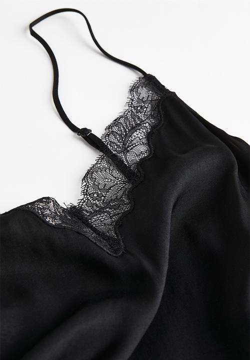 H&M - Lace-trimmed cami top - black