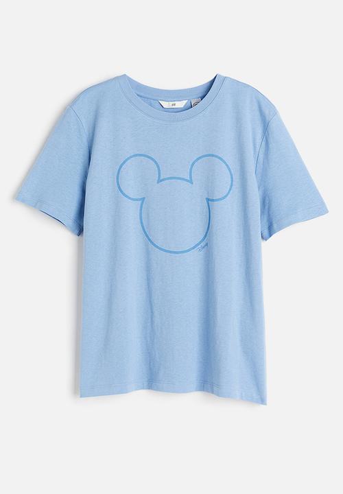 H&M - T-shirt with a motif - light blue/mickey mouse
