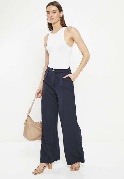 Trendyol - Wide leg trousers - navy