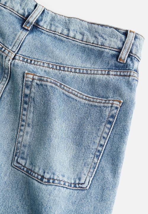 H&M - Slit-hem denim skirt - light denim blue