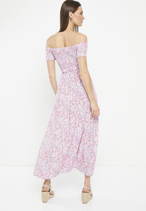 Stella Morgan - Off the shoulder floral printed dress - multi pink