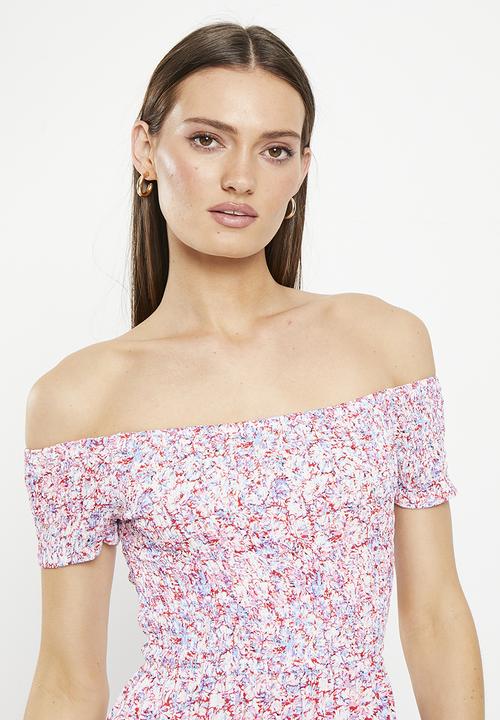 Stella Morgan - Off the shoulder floral printed dress - multi pink